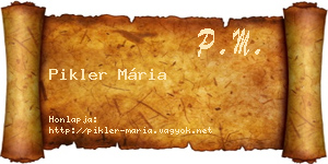 Pikler Mária névjegykártya